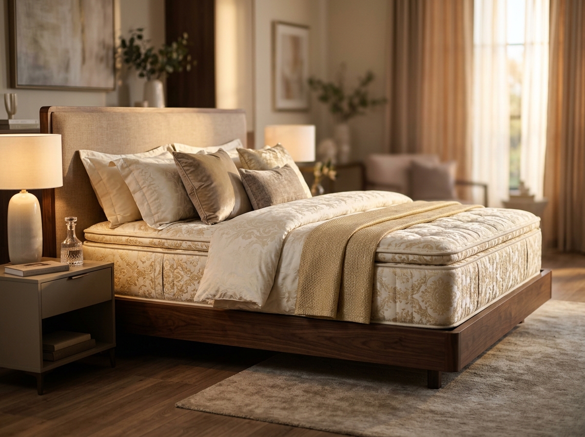 đệm bông ép Everon cao cấp vỏ gấm tại showroom Đệm Việt